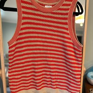 J. Crew Red and Tan Striped Knit Top